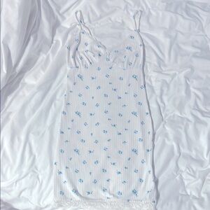 Floral Lace-Trimmed Mini Dress